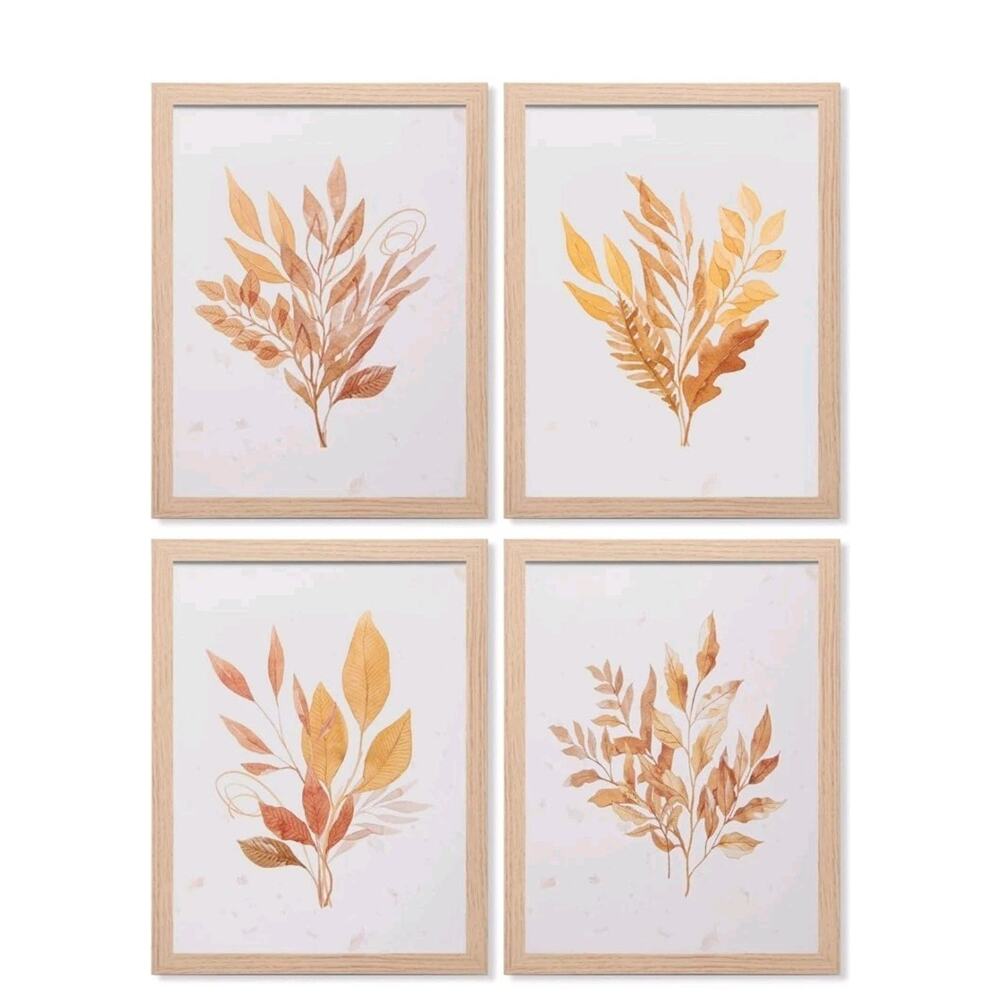 LONGKING Framed Art, Botanical Wall Art Decor, Gold Plant Picture Frame Collage